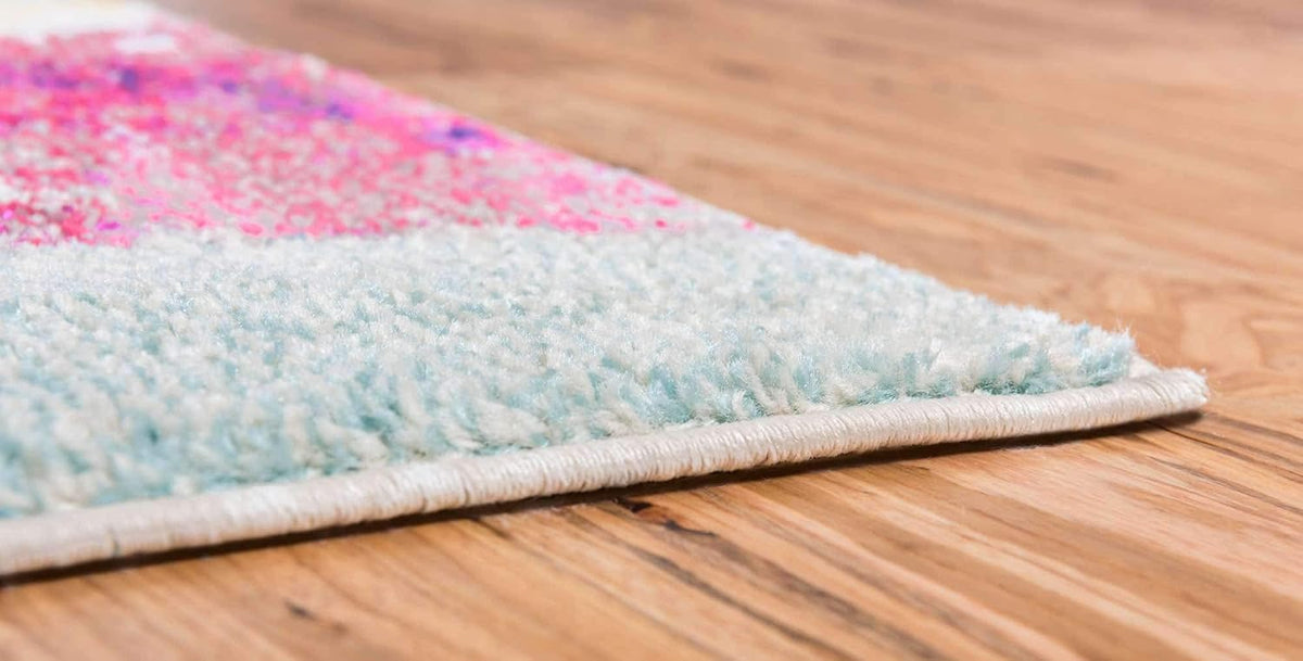 Estrella Collection Light Colors, Abstract, Modern, Vibrant Area Rug (3' 3 x 5' 3 Rectangular, Pink/Ivory)