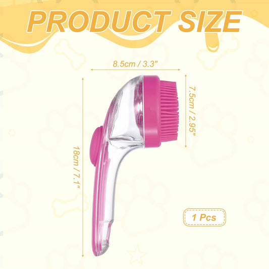 Pet Bath Brush, Dog Shampoo Brush New 2 in 1 Grooming Massage Scrubber Bubble Maker with Ring Built-in Shampoo Dispenser(Fine Bristled,Pink), for Long Short Hair Cats Shower