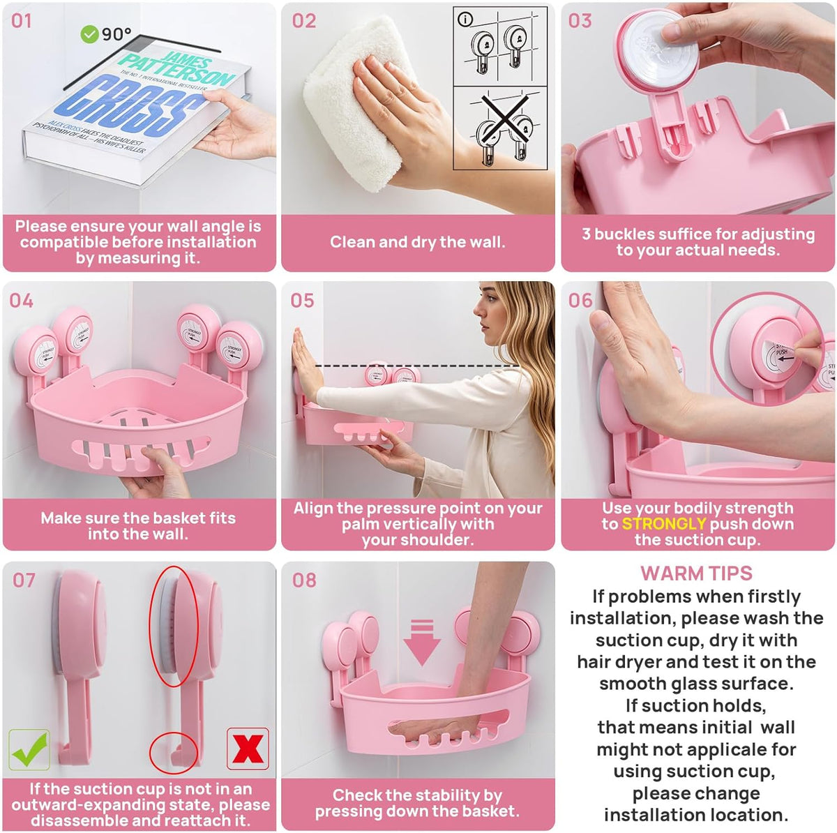 Corner Shower Caddy Suction Cup, Shower Shelves Suction Cup