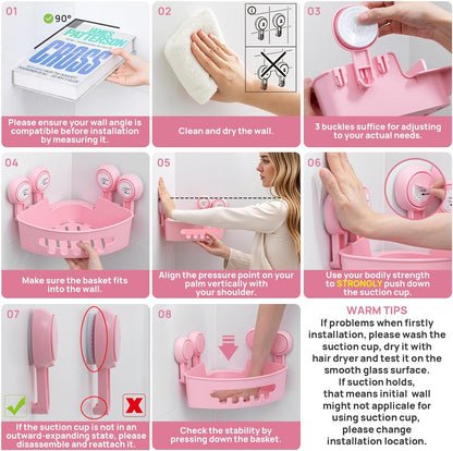 Corner Shower Caddy Suction Cup, Shower Shelves Suction Cup