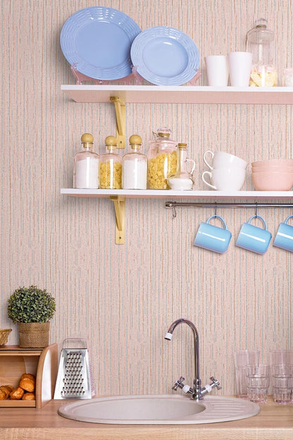 Pink Peel and Stick Wallpaper, Vintage Self-Adhesive Removable Grasscloth Wallpaper Teal Green Vinyl Textured Contact Paper for Room Walls Cabinets Furniture Drawers Desk 17.3" x 118"