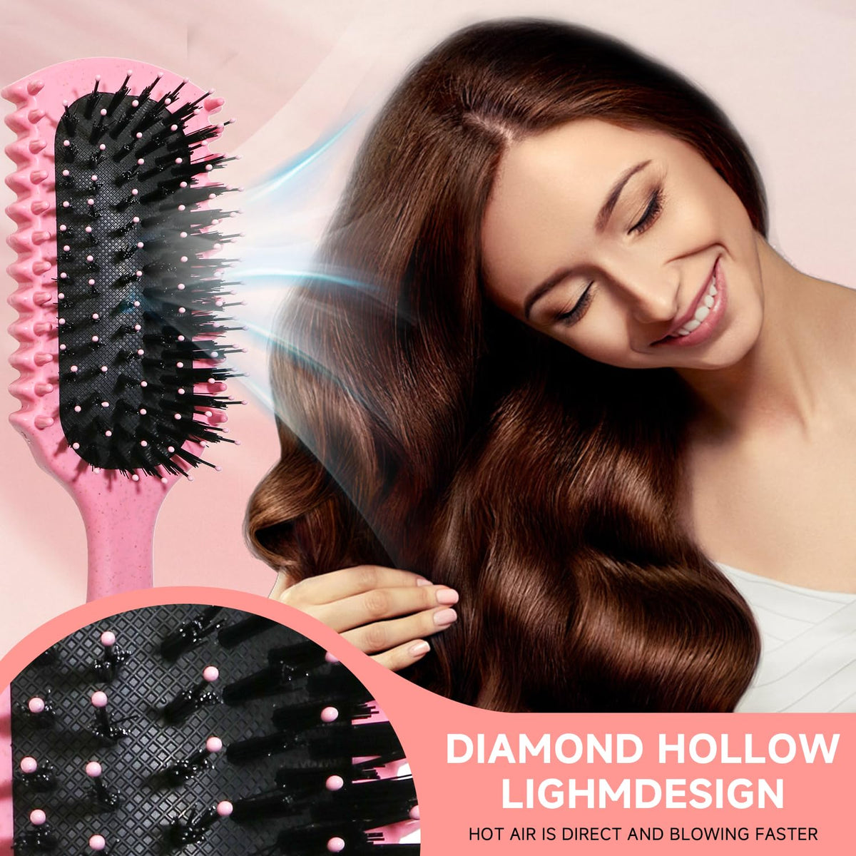 Curl Defining Brush, Curly Hair Brush Products With 3 Pcs Slick Back Hair Brush Set Bristle Brush Edge Control Teasing Comb for women (Pink)