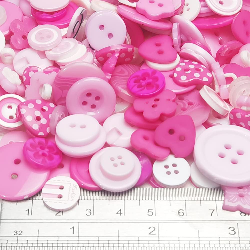 Random 100pcs Pink & Hot-Pink Mix Lots Plastic Buttons Small DIY Sewing Craft Accessory