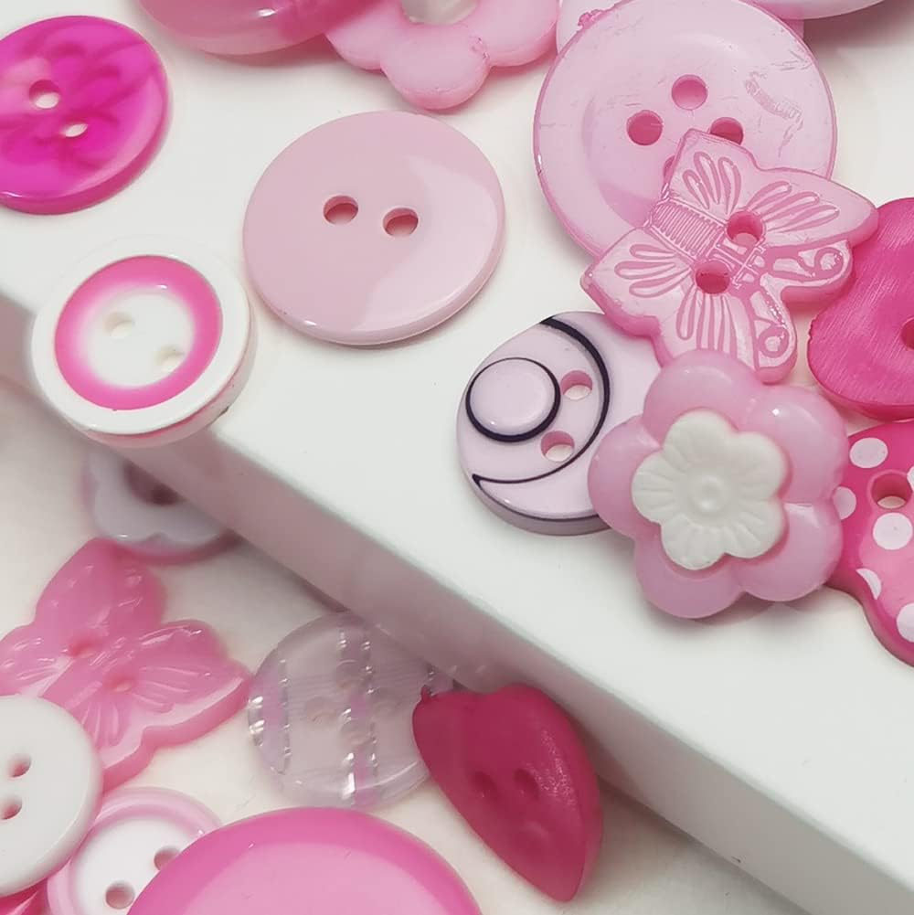 Random 100pcs Pink & Hot-Pink Mix Lots Plastic Buttons Small DIY Sewing Craft Accessory