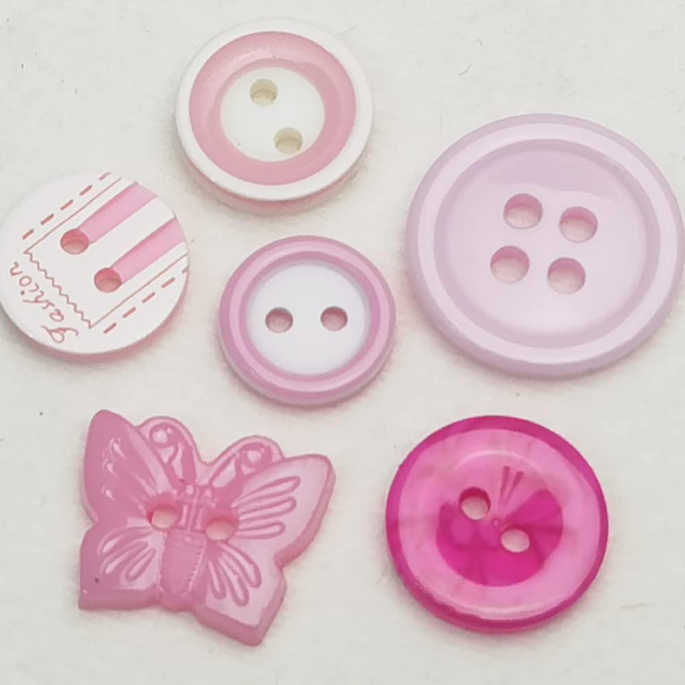 Random 100pcs Pink & Hot-Pink Mix Lots Plastic Buttons Small DIY Sewing Craft Accessory