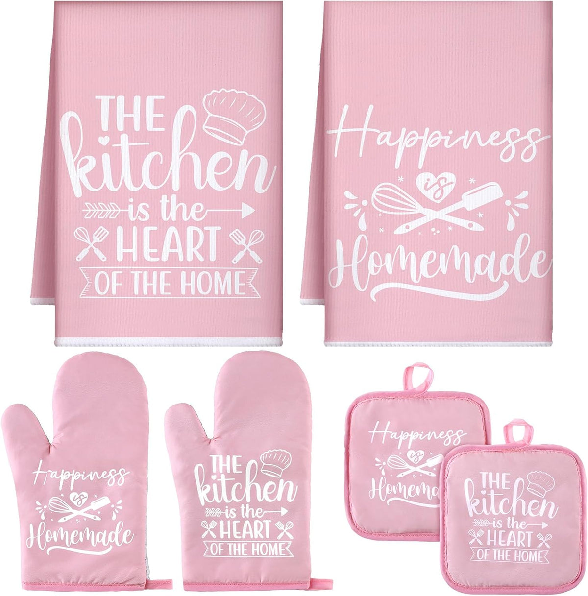 6 Pcs Pink Kitchen Decor Accessories Set