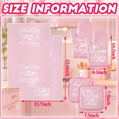 6 Pcs Pink Kitchen Decor Accessories Set