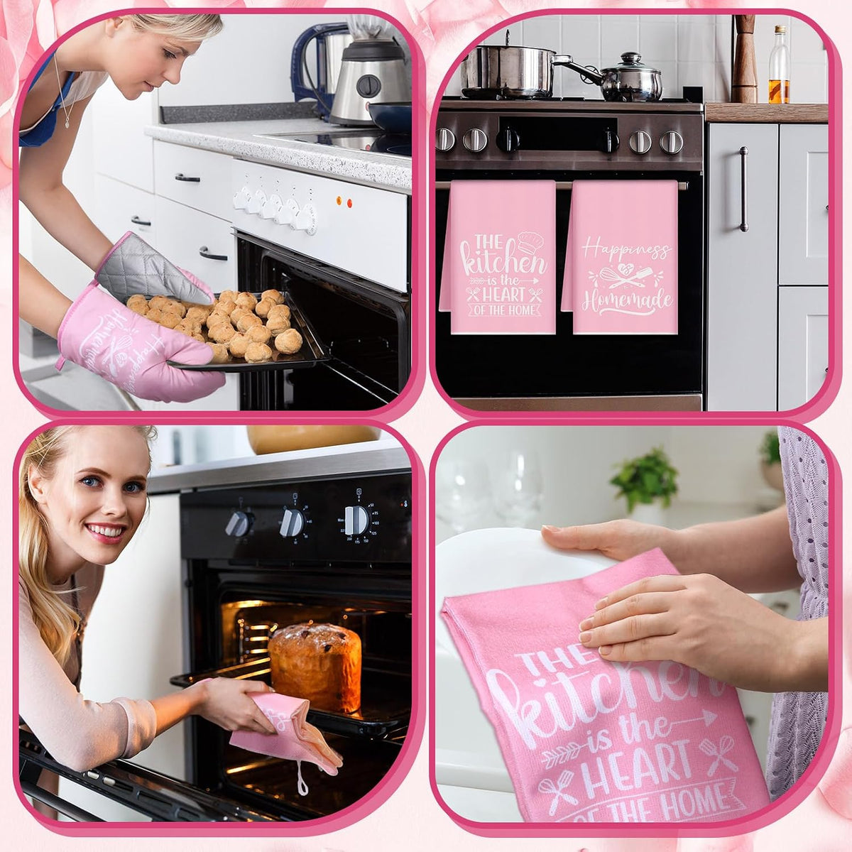 6 Pcs Pink Kitchen Decor Accessories Set