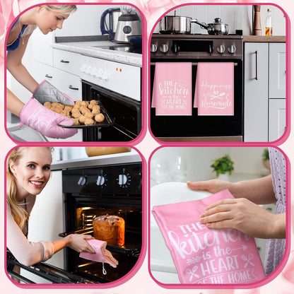 6 Pcs Pink Kitchen Decor Accessories Set