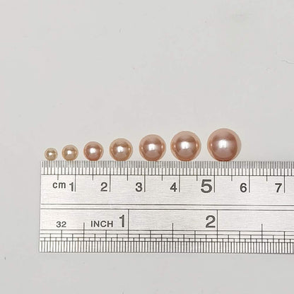 Around 1900pcs Peach Assorted 7 Sizes Half Pearl Bead Flat Back Gem Scrapbook Craft DIY Loose Beads + Plastic Box (Peach)