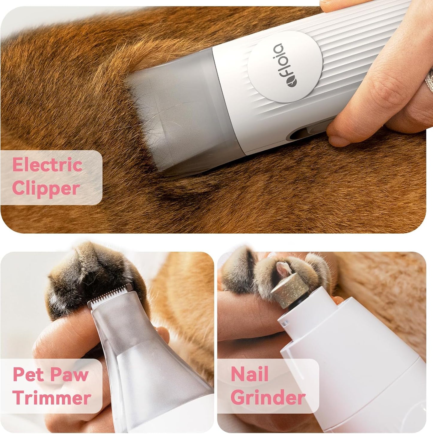 6-in-1 Dog Grooming Kit, Pet Grooming Vacuum for Shedding, Dog Hair Vacuum with Clipper Nail Trimmer Grinder, Pet Brush Groomer at Home, Low Noise Cats Hair Remover, 1.5L Dust Cup, Pink