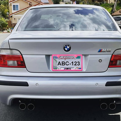 Pink License Plate Frame 2 Packs Aluminum Metal License Plate Holder for Car Universal Fit for Women