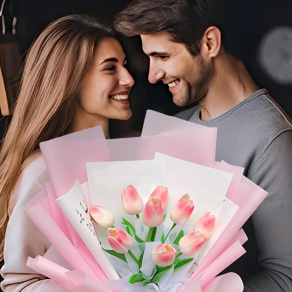20 Sheets Flower Bouquet Wrapping Paper Pure Pink