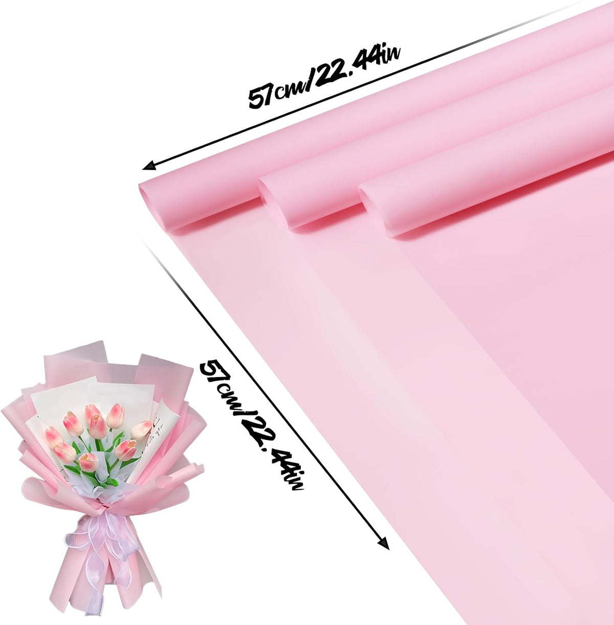 20 Sheets Flower Bouquet Wrapping Paper Pure Pink