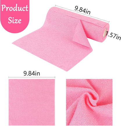 Microfiber Cleaning Cloth Roll, Tear-Away Reusable Towels, 10" x 10" Dish Cloth, 20 Sheets Washable, Lint-Free Microfiber Cloth for Kitchen, Home, Shop, Cleaning Supplies (Pink)