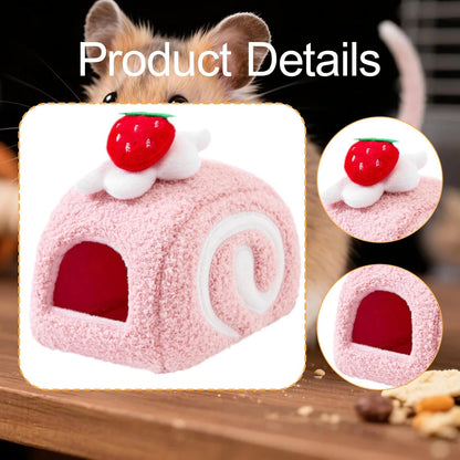 Hamster Bed, Guinea Pig Cave Bed, Soft Winter Comfortable Hamster Sleeping Nest Habitat for Ferret Chinchilla Small Pets, Pink