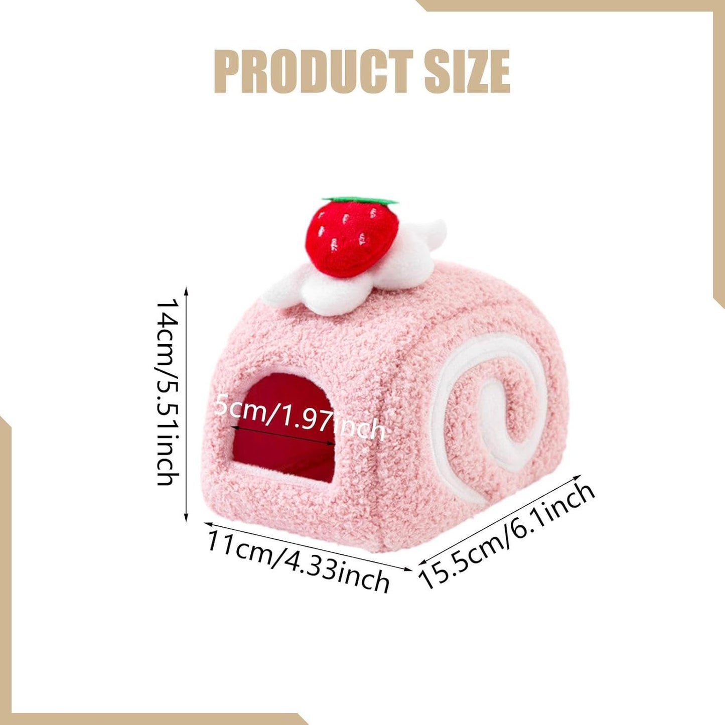 Hamster Bed, Guinea Pig Cave Bed, Soft Winter Comfortable Hamster Sleeping Nest Habitat for Ferret Chinchilla Small Pets, Pink