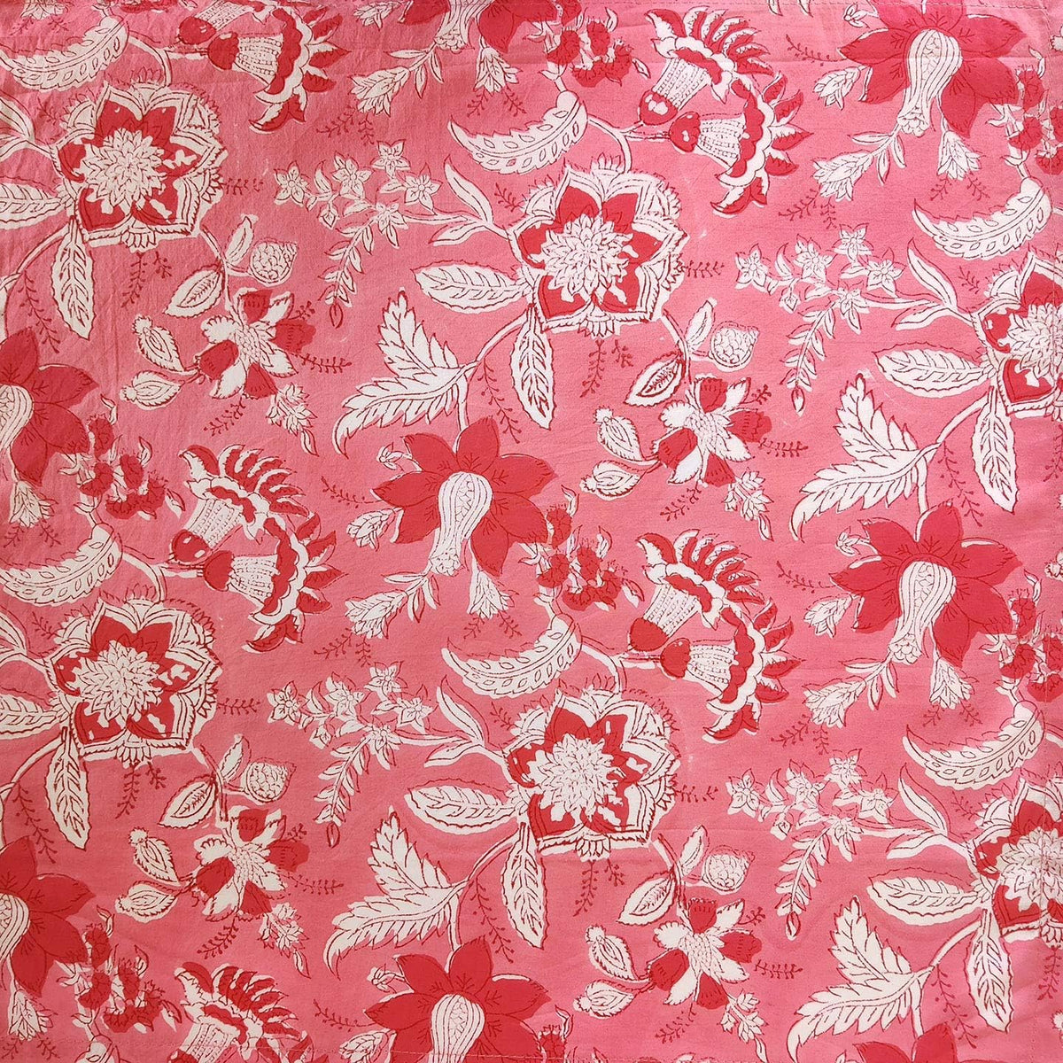 Cotton Dinner Napkins 18x18 inches - Washable Cloth Napkins Set of 6 - Everyday Use or Dinner Party and Events - Pink Lighweight Indian Block Printed Fabric