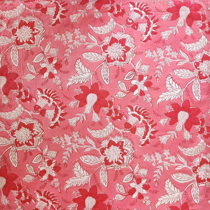 Cotton Dinner Napkins 18x18 inches - Washable Cloth Napkins Set of 6 - Everyday Use or Dinner Party and Events - Pink Lighweight Indian Block Printed Fabric