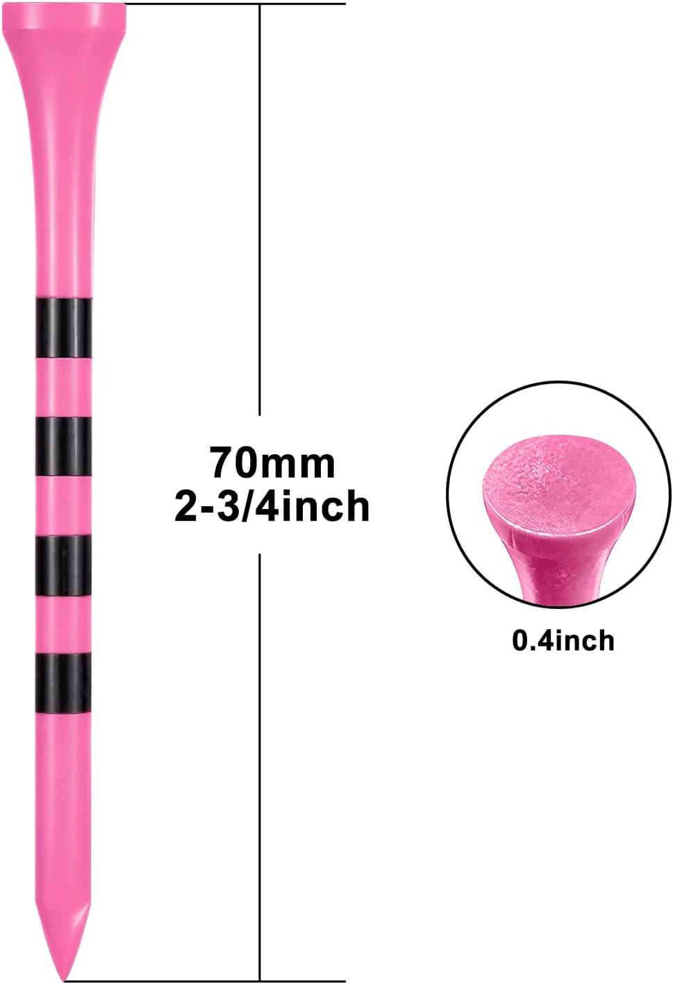 Wooden Golf Tees 3-1/4", 2-3/4", 2-1/8", 1-1/2" Available, 100 Count (Natural Color, White, Black, Blue, Red, Green, Yellow, Pink, Orange)