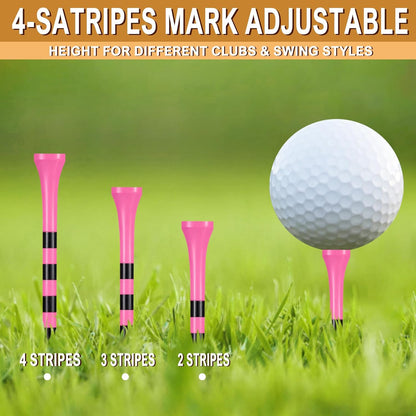 Wooden Golf Tees 3-1/4", 2-3/4", 2-1/8", 1-1/2" Available, 100 Count (Natural Color, White, Black, Blue, Red, Green, Yellow, Pink, Orange)