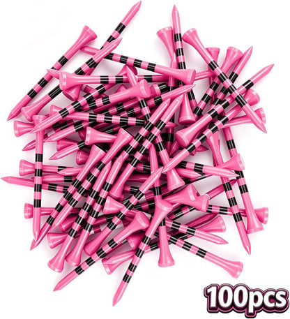Wooden Golf Tees 3-1/4", 2-3/4", 2-1/8", 1-1/2" Available, 100 Count (Natural Color, White, Black, Blue, Red, Green, Yellow, Pink, Orange)