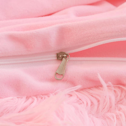 Faux Fur Fluffy Fuzzy Plush Pink Pillow Case Set of 2, Soft Decorative Pillow Covers for Bed, Bedroom, Living Room, Zipper Closure, Standard Size (20"x26", Pink)
