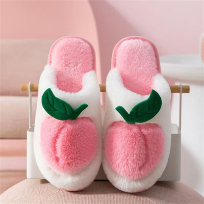 Fruit Slippers for Women, Womens Cute Cartoon Pattern Decoration Non-Slip Plush Slippers, Comfy House/Home Shoes