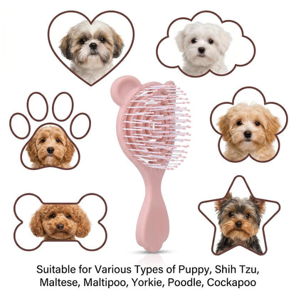 Cat-Ear Design Puppy Brush, Mini Pet Brush for Dogs Cats Pink Puppy Brushe
