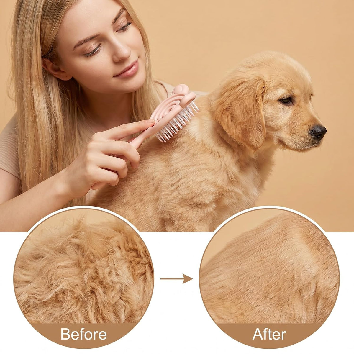 Cat-Ear Design Puppy Brush, Mini Pet Brush for Dogs Cats Pink Puppy Brushe