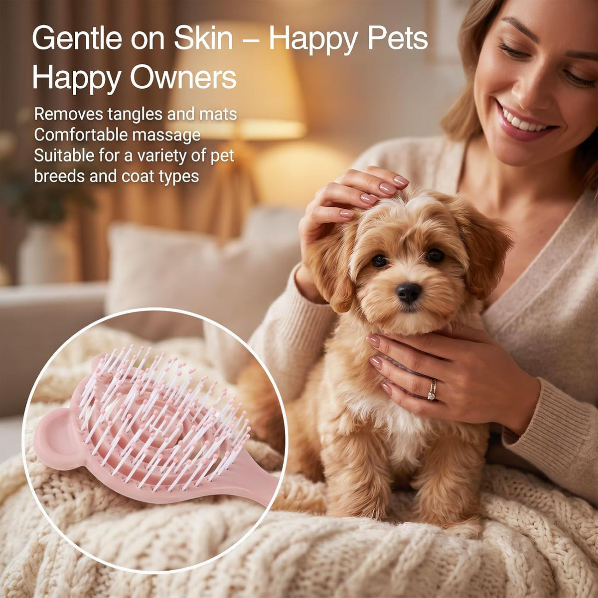 Cat-Ear Design Puppy Brush, Mini Pet Brush for Dogs Cats Pink Puppy Brushe