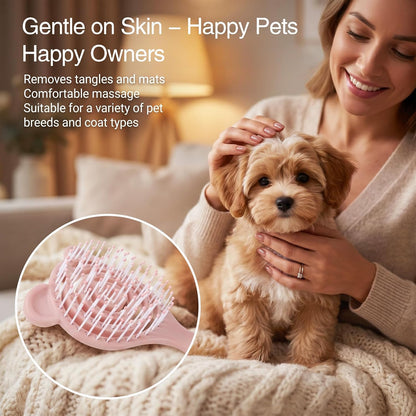 Cat-Ear Design Puppy Brush, Mini Pet Brush for Dogs Cats Pink Puppy Brushe