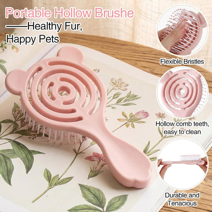 Cat-Ear Design Puppy Brush, Mini Pet Brush for Dogs Cats Pink Puppy Brushe