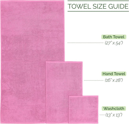 100% Turkish Cotton Corduroy Ribbed Luxury Bath Towels 6-Piece Set, Premium Feel - Quick Dry, Highly Absorbent, Contains 2 Bath Towels, 2 Hand Towels, and 2 Washcloths, Light Pink