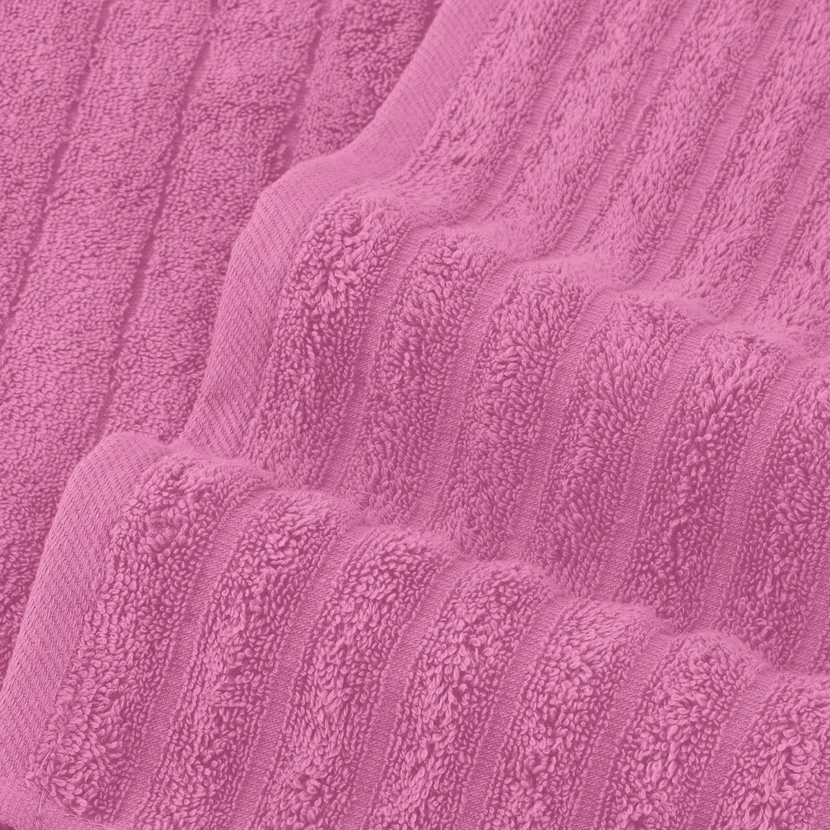 100% Turkish Cotton Corduroy Ribbed Luxury Bath Towels 6-Piece Set, Premium Feel - Quick Dry, Highly Absorbent, Contains 2 Bath Towels, 2 Hand Towels, and 2 Washcloths, Light Pink