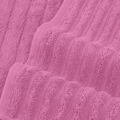 100% Turkish Cotton Corduroy Ribbed Luxury Bath Towels 6-Piece Set, Premium Feel - Quick Dry, Highly Absorbent, Contains 2 Bath Towels, 2 Hand Towels, and 2 Washcloths, Light Pink