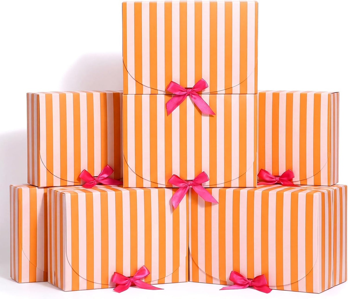 12 Pcs Orange Pink Striped Gift Boxes Sunset Party Favor
