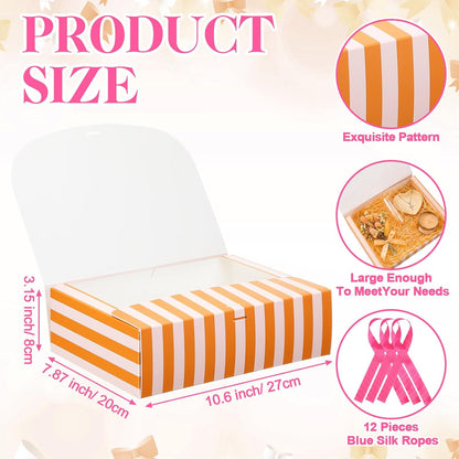 12 Pcs Orange Pink Striped Gift Boxes Sunset Party Favor