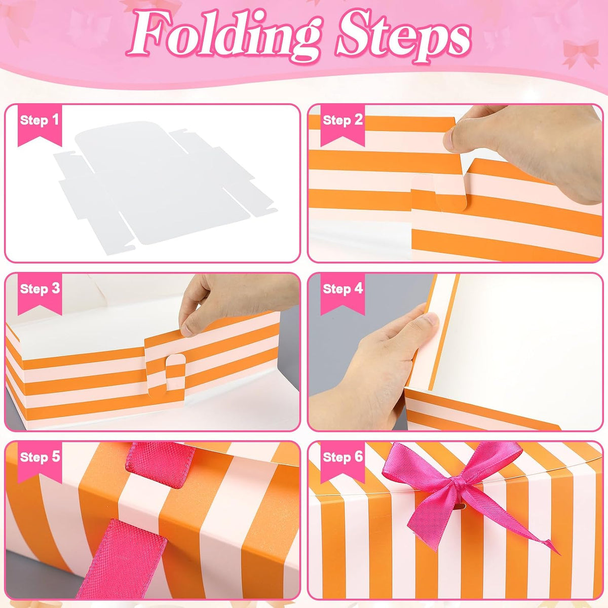 12 Pcs Orange Pink Striped Gift Boxes Sunset Party Favor
