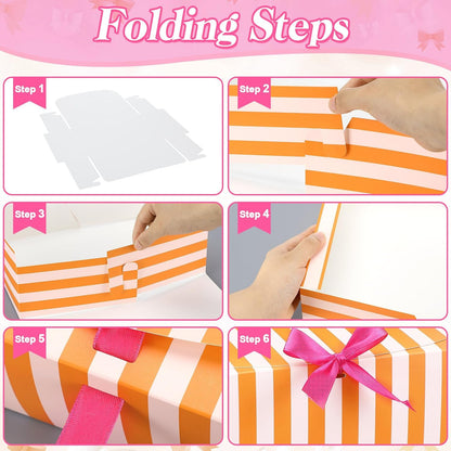 12 Pcs Orange Pink Striped Gift Boxes Sunset Party Favor