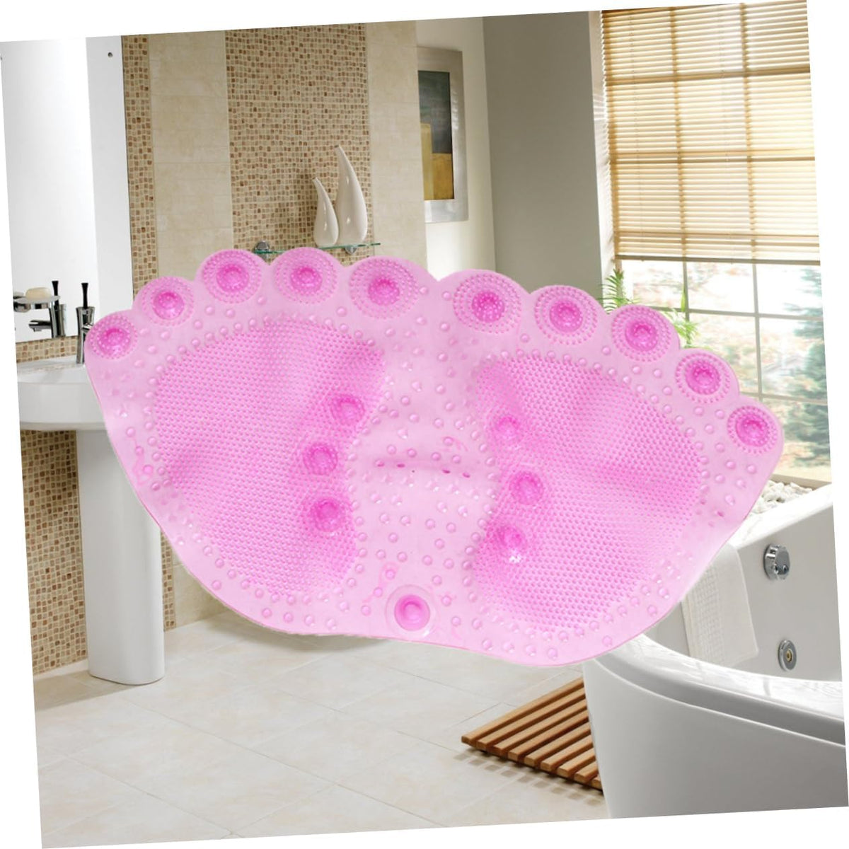 Shower Bath Mat PVC Non Slip Suction Cup Pad for Floor
