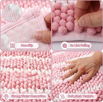 XLHOMO 25PCS Pink Bathroom Accessories Sets Complete, with Shower Curtain, Rugs, Trash Can and Toilet Brush, Toothbrush Holder and Cup, Soap Dispenser, Soap Dish, Qtip Holder, Bathroom Decor Sets