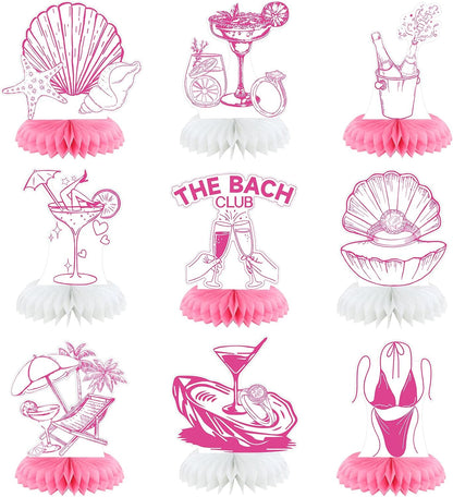 9 Pcs Beach Bachelorette Honeycomb Centerpieces Pink Seashells