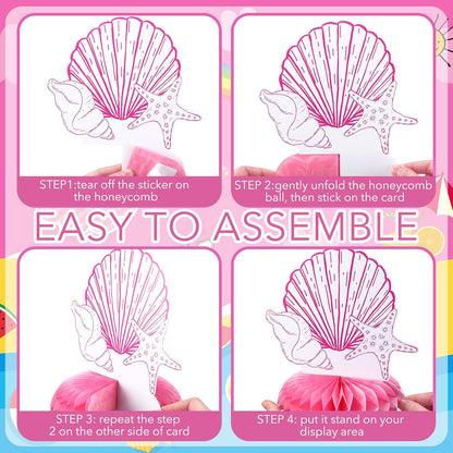 9 Pcs Beach Bachelorette Honeycomb Centerpieces Pink Seashells