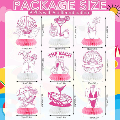 9 Pcs Beach Bachelorette Honeycomb Centerpieces Pink Seashells