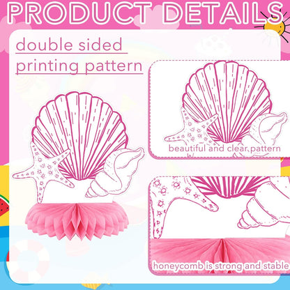 9 Pcs Beach Bachelorette Honeycomb Centerpieces Pink Seashells