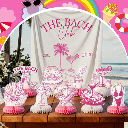 9 Pcs Beach Bachelorette Honeycomb Centerpieces Pink Seashells