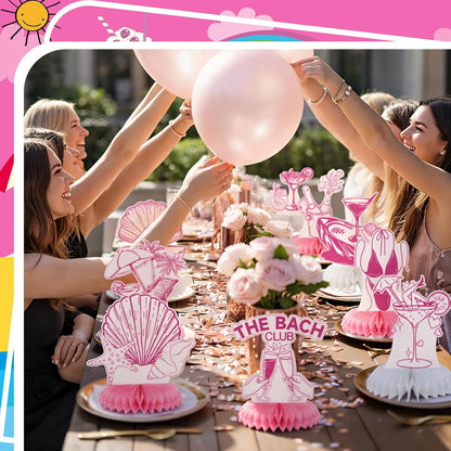 9 Pcs Beach Bachelorette Honeycomb Centerpieces Pink Seashells