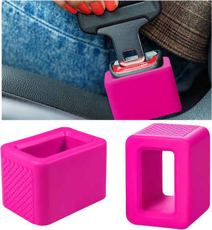 2 PCS Seat Belt Buckle Holder, Silicone Buckle Booster Raises Your Seat Belt for Easy Access, Buckle Cover Makes Receptacle Upright Buckling, Car Accessories for Kids (Bright Pink)