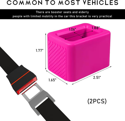 2 PCS Seat Belt Buckle Holder, Silicone Buckle Booster Raises Your Seat Belt for Easy Access, Buckle Cover Makes Receptacle Upright Buckling, Car Accessories for Kids (Bright Pink)